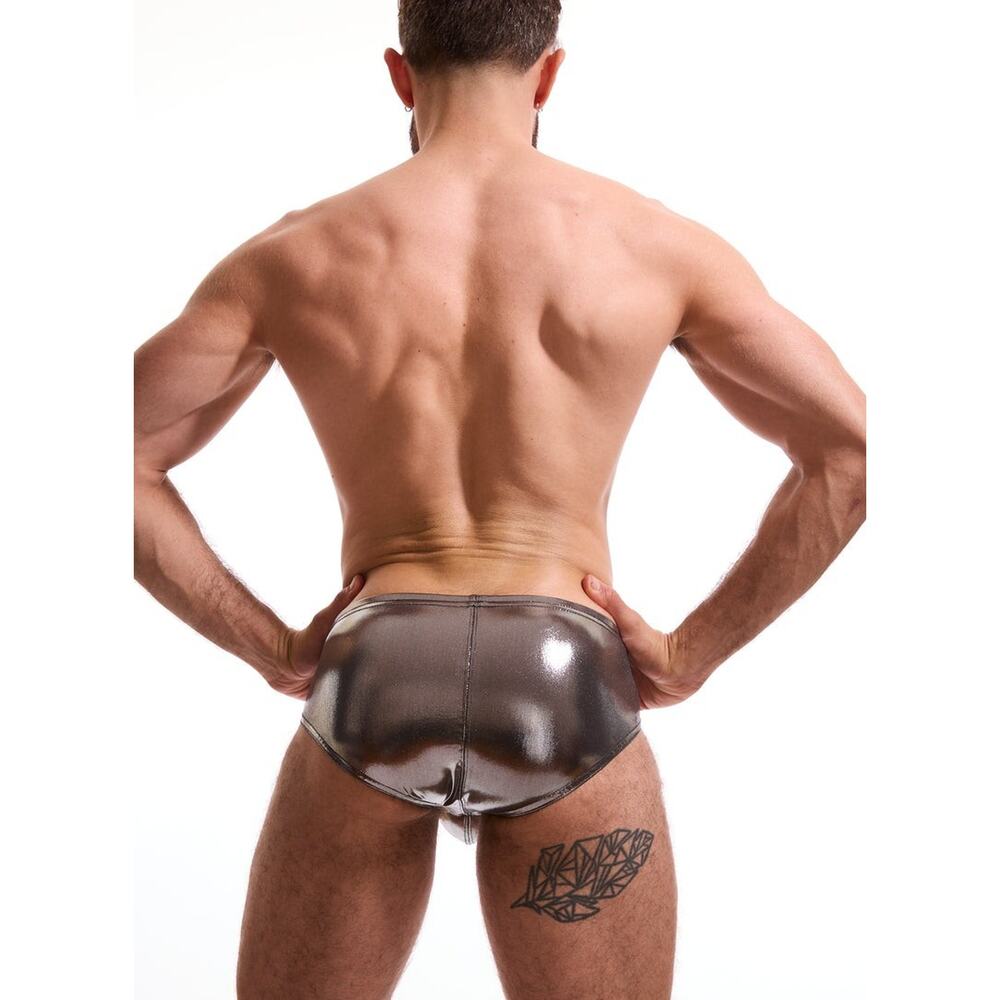 NEW N2N Bodywear Mens Body Gloss Titan Sport O-Ring Swim Brief Silver Size Large - Picture 3 of 14